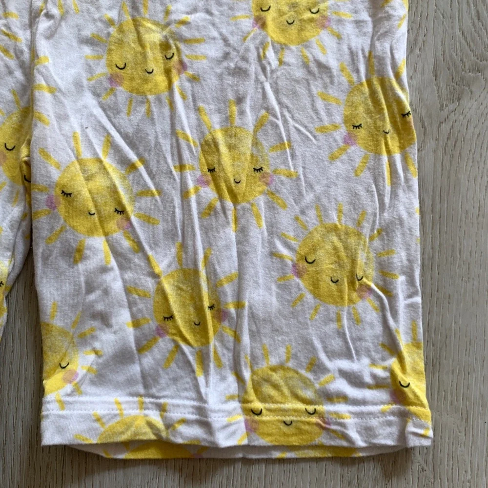 Little Sleepies Sun Pajama Set Lunaluxe Bamboo Yellow White Kids 12/14 Shortie